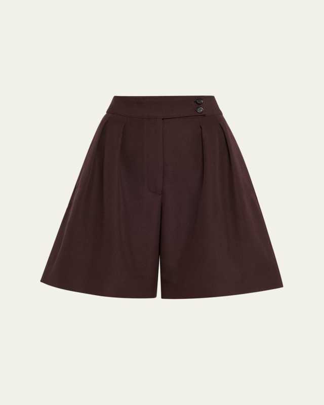 Dorin Pleated Bermuda Silk Shorts